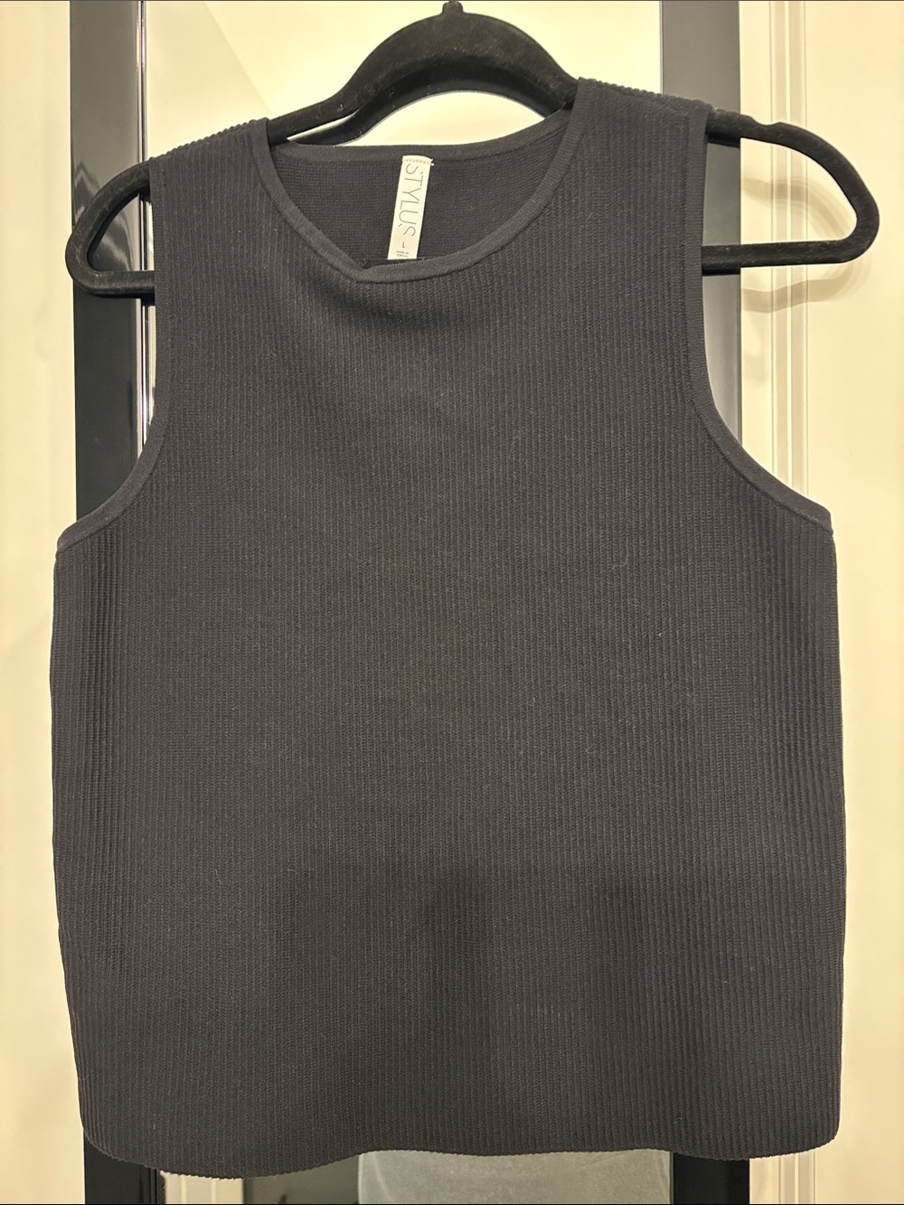 STYLUS Black Ribbed Muscle Tee